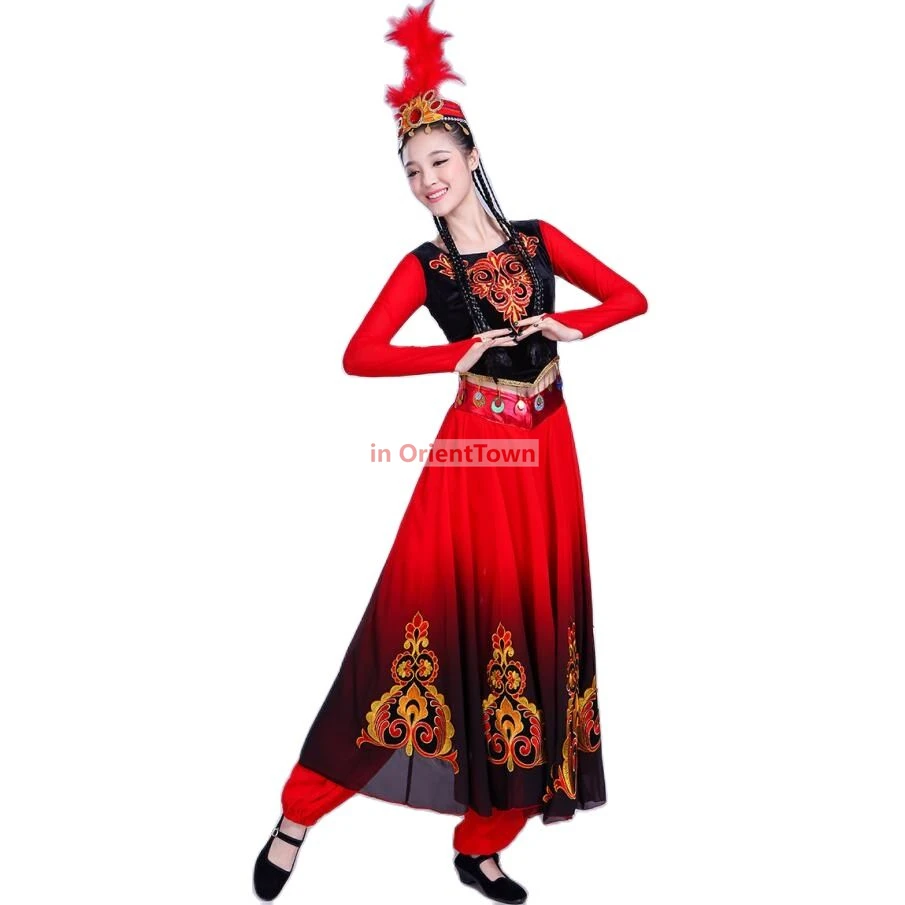 Китайский народный танцевальный костюм винтажное этническое платье красная