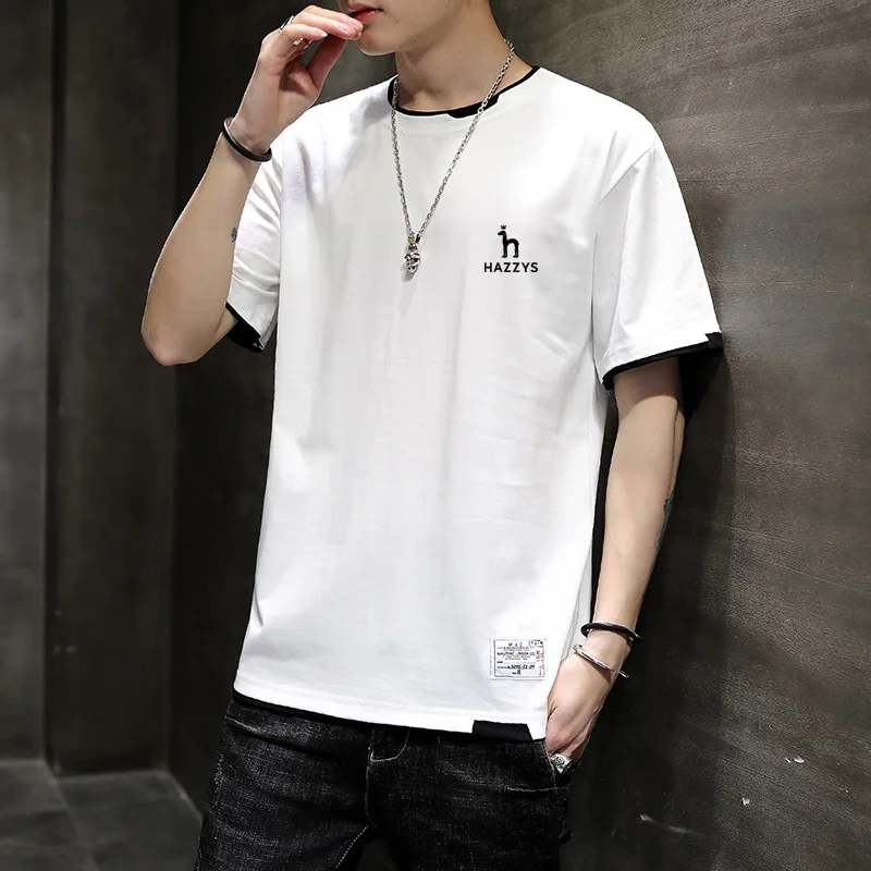 Hazzys Men's Golf Short Sleeve T-shirt INS Fashion Brand Trend Loose Half Sleeve Top 2023 New Summer Men's Wear