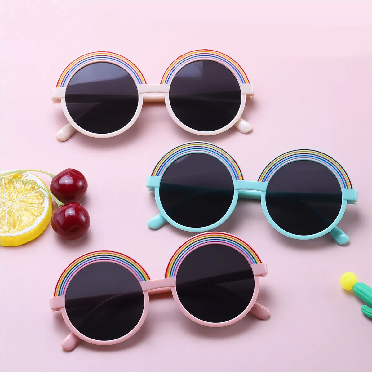 

2022 New Kids Fashion Personality Round Half Rainbow Polarized Sunglasses Chilren Protect Eyes Boy Girls UV400 Sunglasses