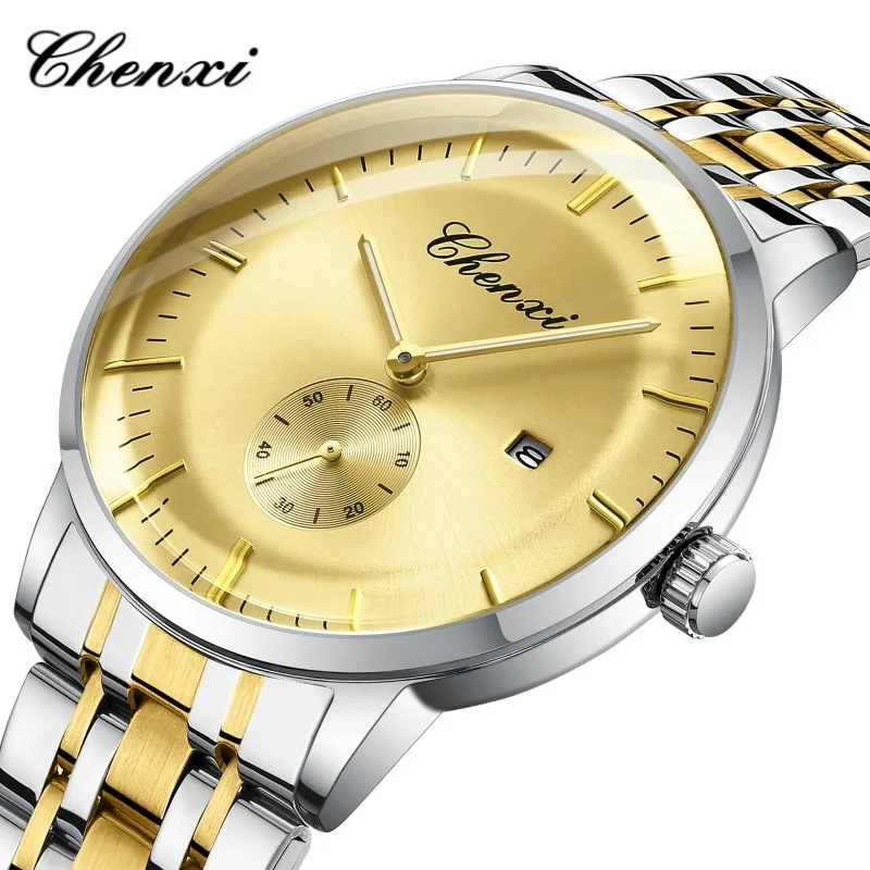 CHENXI 060 модные деловые мужские кварцевые часы водостойкий ремешок из нержавеющей