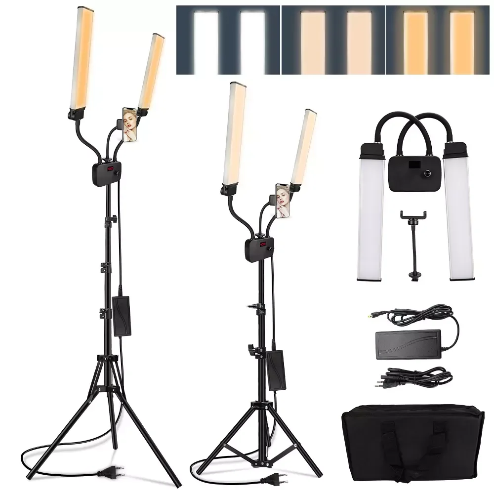 

NEW IN Photographic Double Arms Fill Light 3200-5600K Long Strips LED Lamp LCD Screen Photo Studio Lighting Live Broadcast