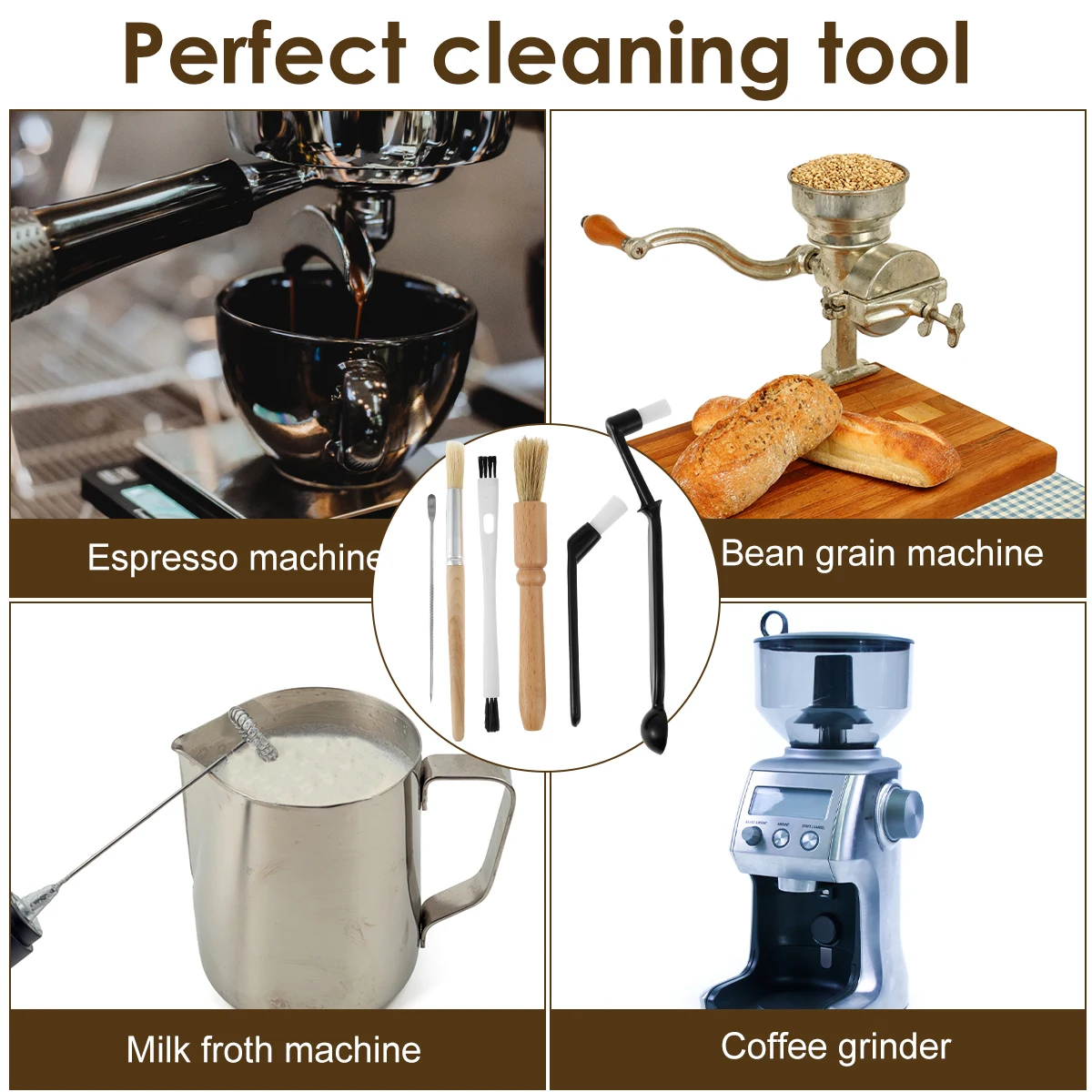 Профессиональный Набор Щеток Для Кофемолки 18 Шт. С Нескользящей Ручкой