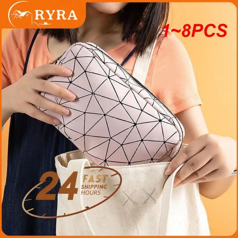 

1~8PCS Ins Portable PU Cosmetics Lipsticks Holder Bag Travel Brush Storage Pouch Case Water-proof Credit Card Sanitary Pads