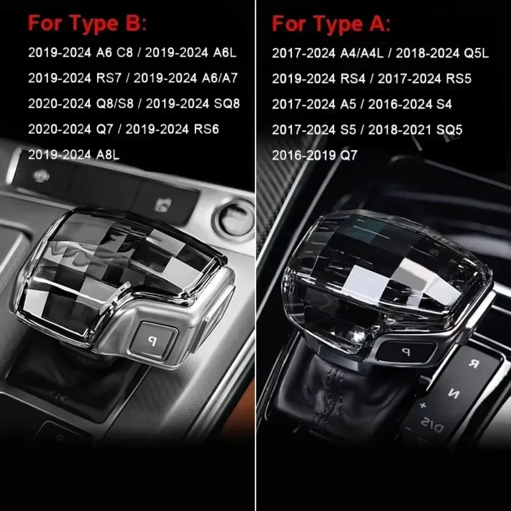 Фото Накладка на ручку переключения передач из хрусталя для Audi (правый руль) для Audi Q7 A6 SQ5 A5 A4 S4 RS5 RS6 A7 SQ8 2016-2022 №2