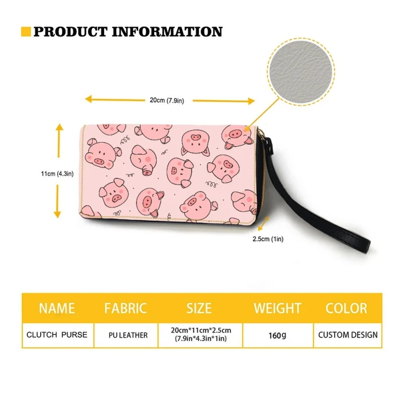 Belidome Pink Pig Wallet for Women Leather RFID Blocking Design Zip Around Card Holder Organizer Ladies Travel Clutch Wristlet