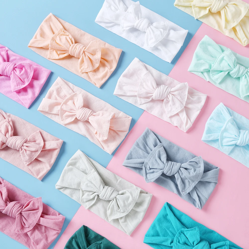 

Однотонная нейлоновая Детская повязка на голову, цветные эластичные повязки для волос для девочек, милые повязки на голову для детей, мягки...