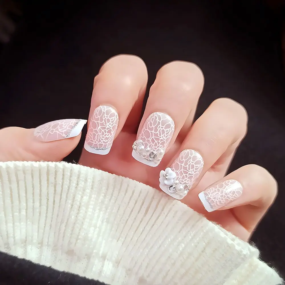 

24 шт., квадратные искусственные ногти