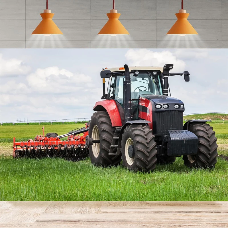 Фон для фотосъемки с изображением фермы Красного трактора сельского ландшафта