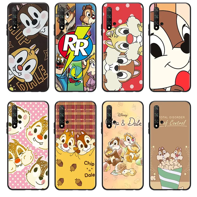 Cute Chip n Dale Phone Case For Huawei Honor 60 50 X30 30i 20 10 10i 10X 9X 9S 9C 9 8X 8A lite Pro SE Black luxury Silicone