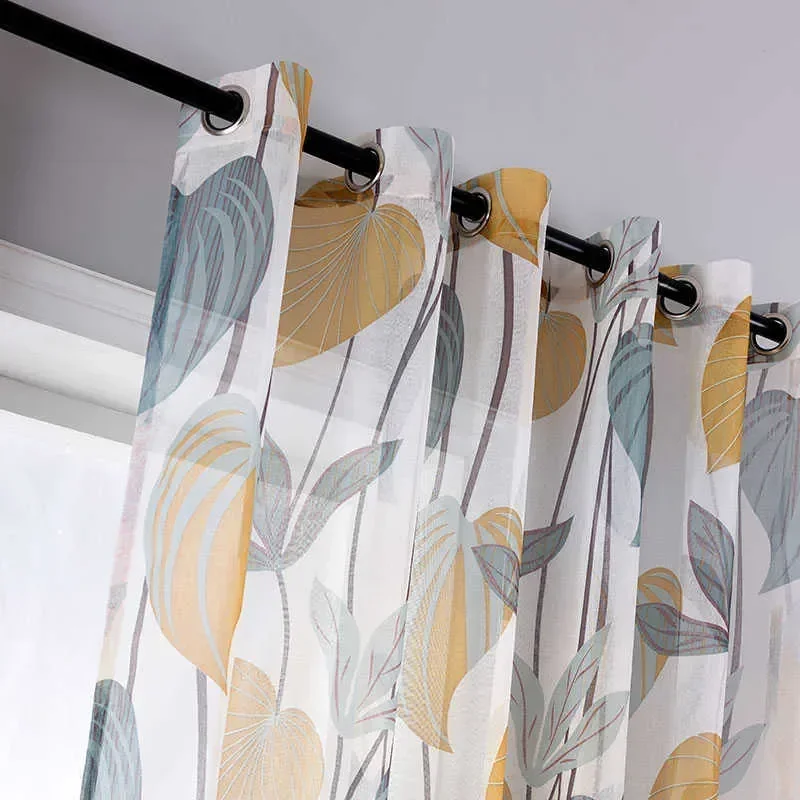 Стильные листья тюлевые занавески для гостиной украшения интерьера домашние