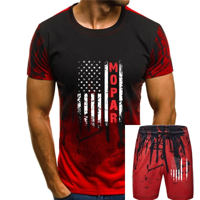 

Mopar Us Flag T Shirt Men Two Sides Cotton Casual Tee Usa Size S 3Xl