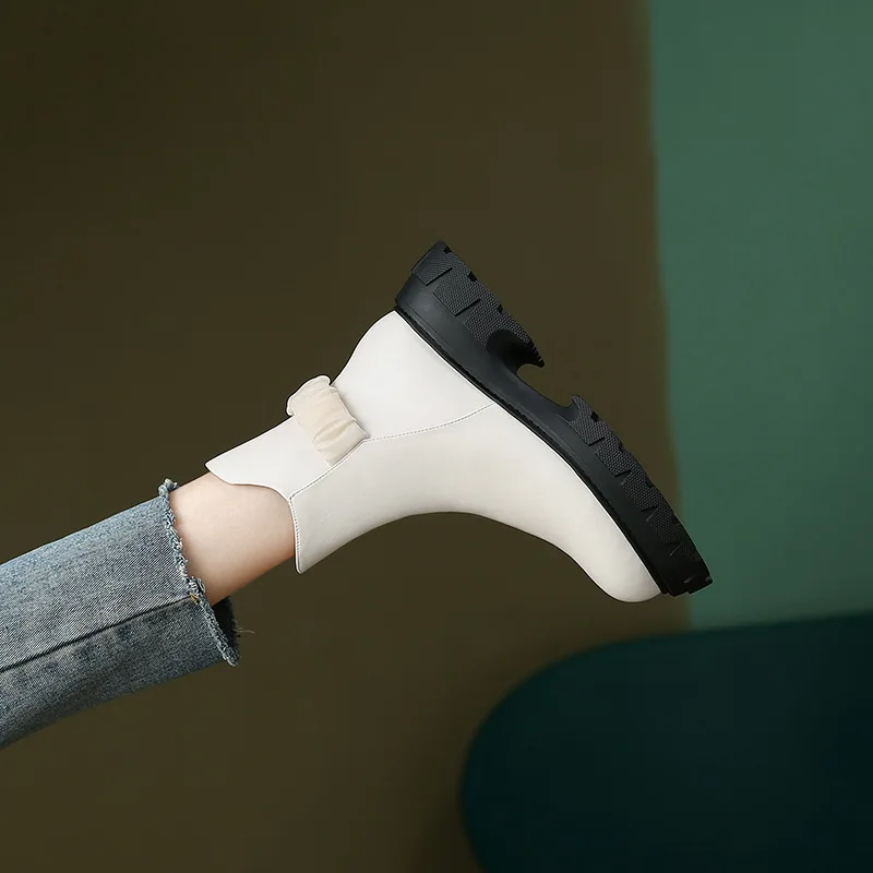 

Новинка весна-осень 2022, модные короткие ботинки челси на толстой подошве, Универсальные однотонные туфли, простая повседневная женская обу...