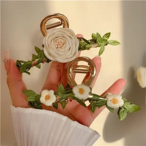 Заколка-краб для женщин Милый Винтажный зажим волос в форме листа цветка хвоста