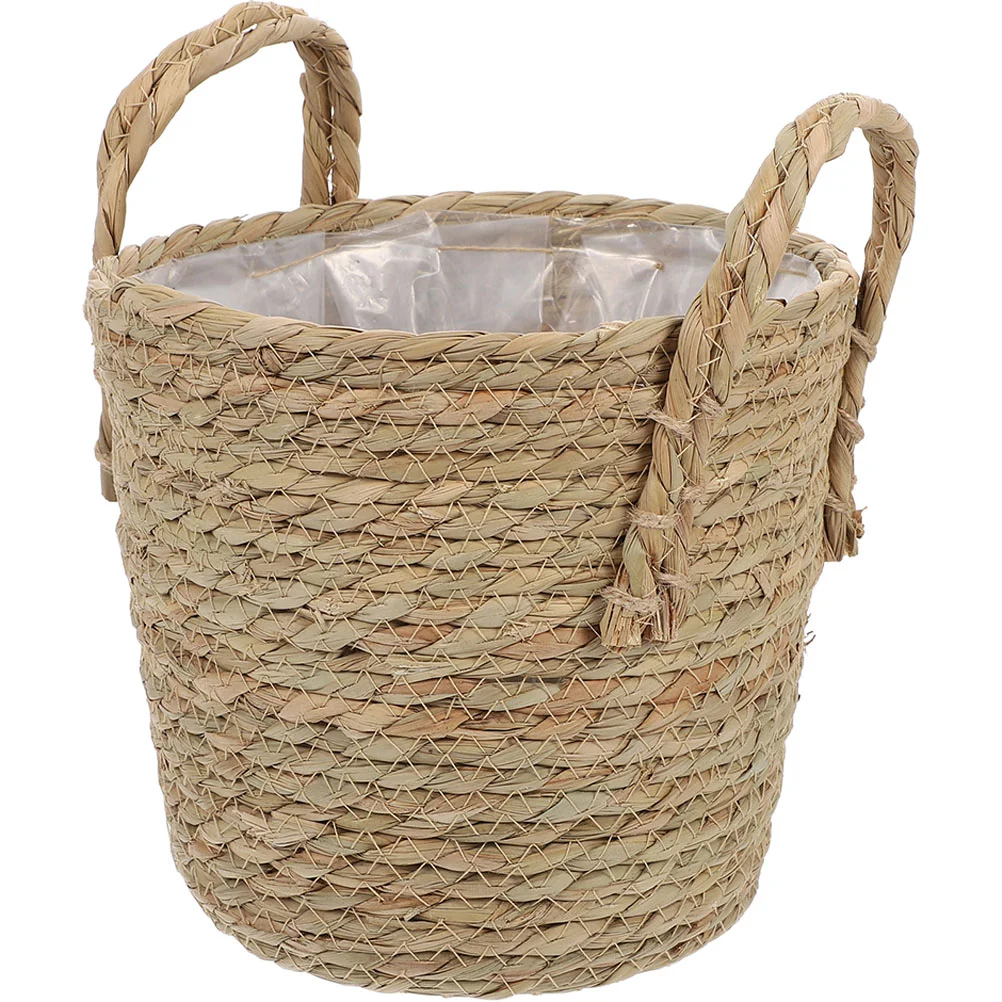 

Basket Woven Planter Potflower Wicker Baskets Indoor Seagrass Pots Orchid Hamper Straw Storagecan Egg Jewelry Artificial