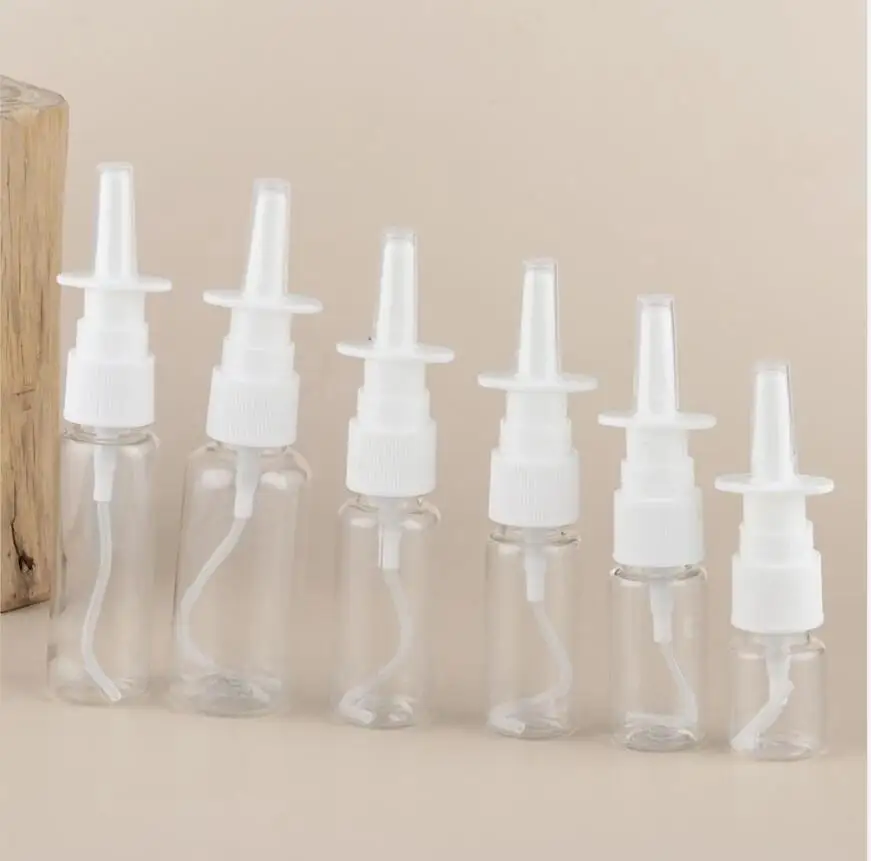 

2pcs/lot 5ml-30ml Nasal Spray Pump Empty Plastic Bottles Refillable Sprayer Health Nose Mist For Medical Packaging Accessories