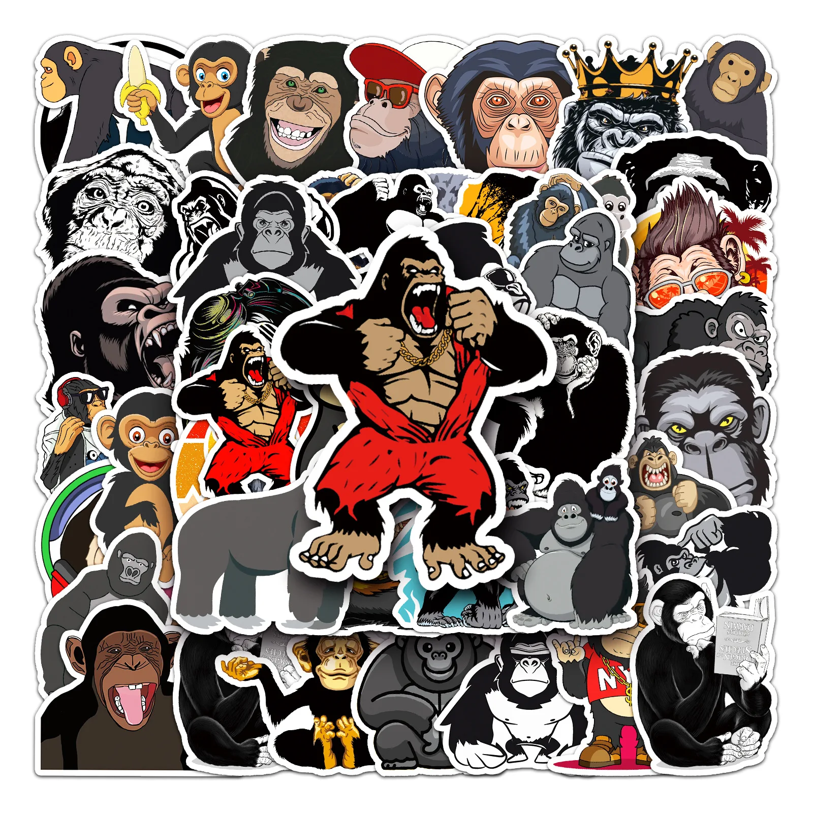 

Chimpanzees Animal Sticker Child Laptop Skateboard Notebooks Stationery Stickers Kids Guitar Toys Skates Planner Cool Gadgets