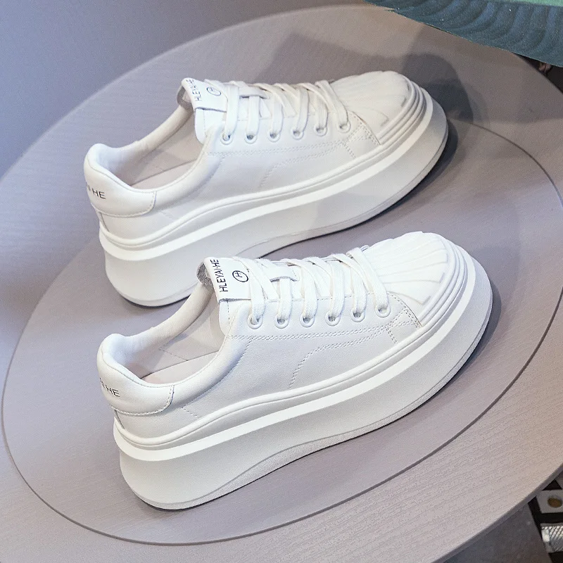 

Shell head leather small white shoes female 2023 spring and autumn fashion casual single shoes ladies hundred take board shoes