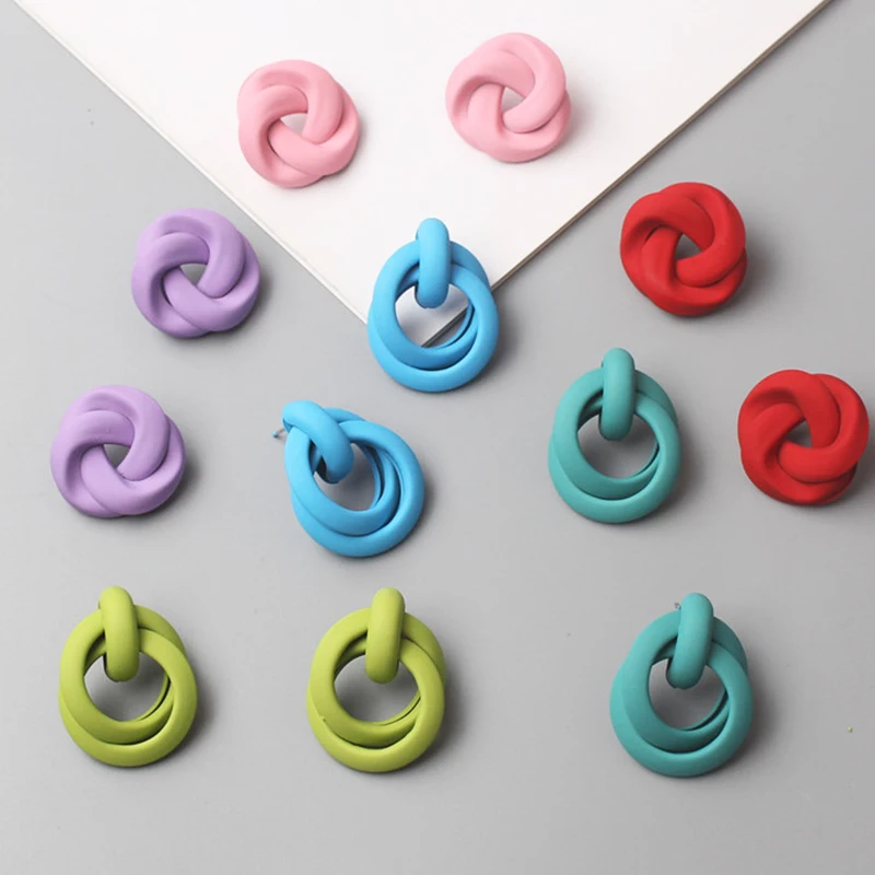 

European And American Style Candy-Colored Rose Flower Earrings Geometric Twisted Minimalist Punk Earrings Circle 2022 New