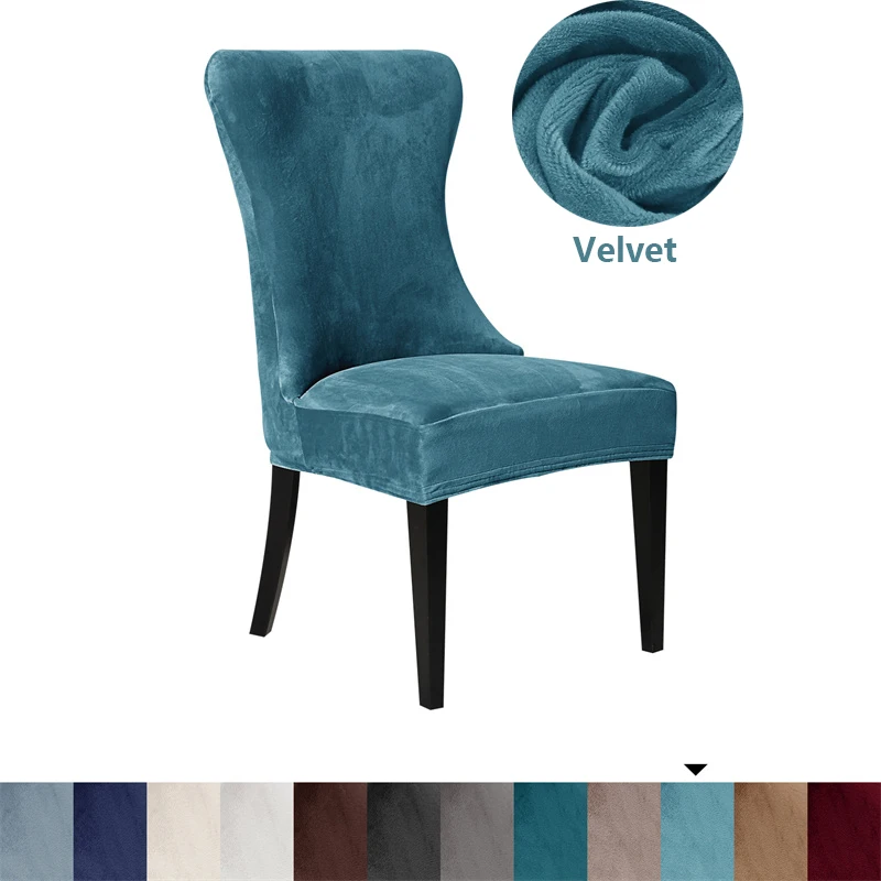 1/2/4/6Pcs Thick Chair Cover Washable Elastic Winter Warm Velvet Protector Case Kitchen Restaurant Housse De Chaise Solid - купить по