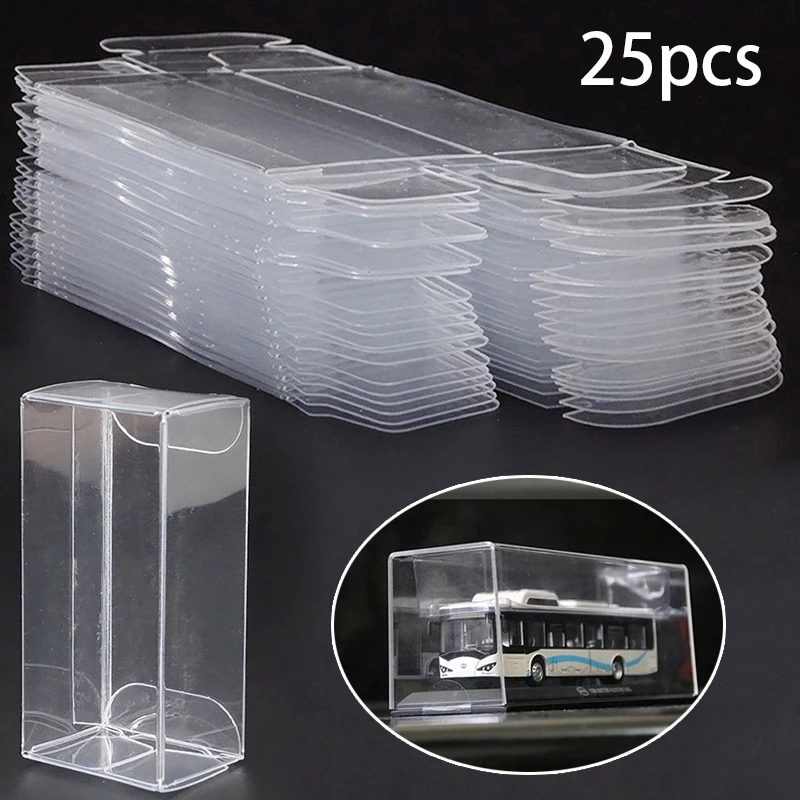 

25pcs Car Model Toy Transparent PVC Box Wheel Dustproof Storage Box Wedding Favor Party Decor Clear Gift Display Box