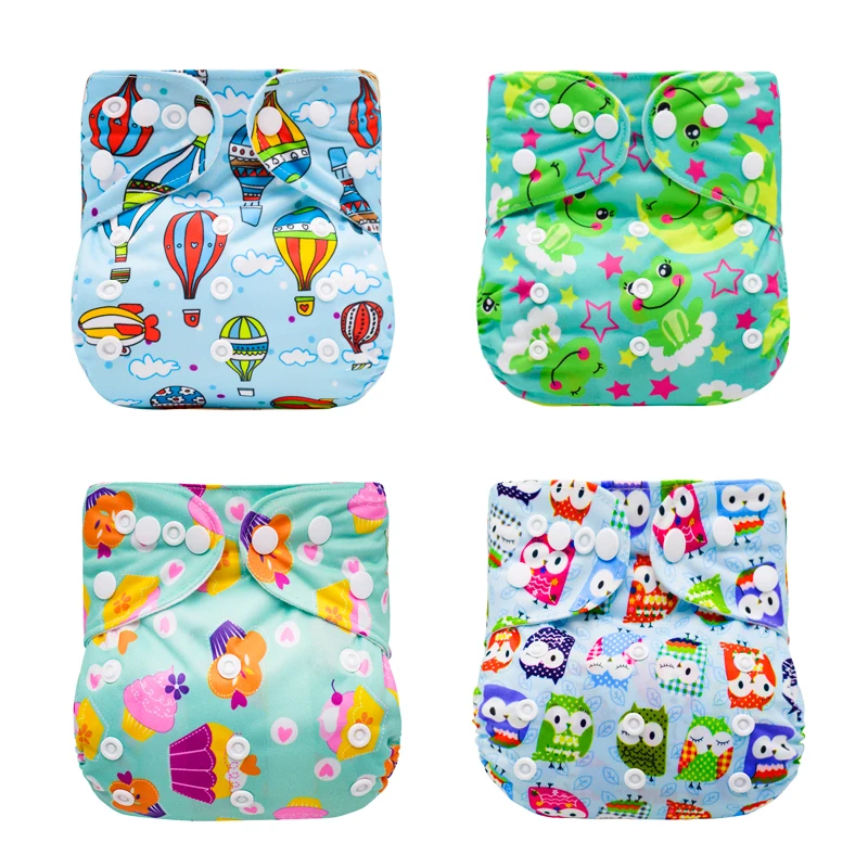 

[4pcs/set]Color Washable Eco-Friendly Cloth Diaper Cover Adjustable Nappy Reusable Cloth Diapers Cloth Nappy Fit 3-15kg Baby