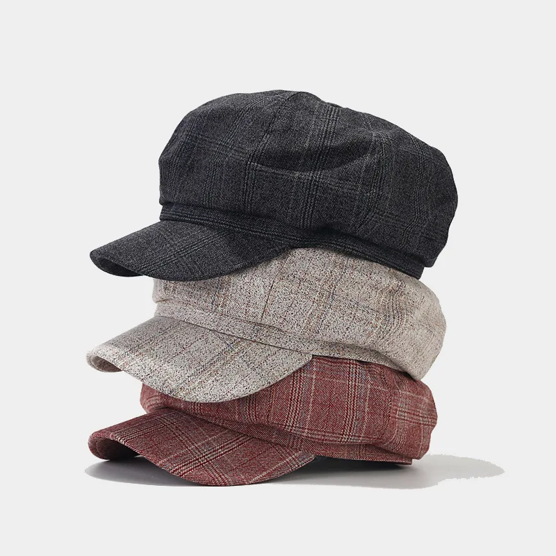 Винтажная клетчатая восьмиугольная шляпа для женщин