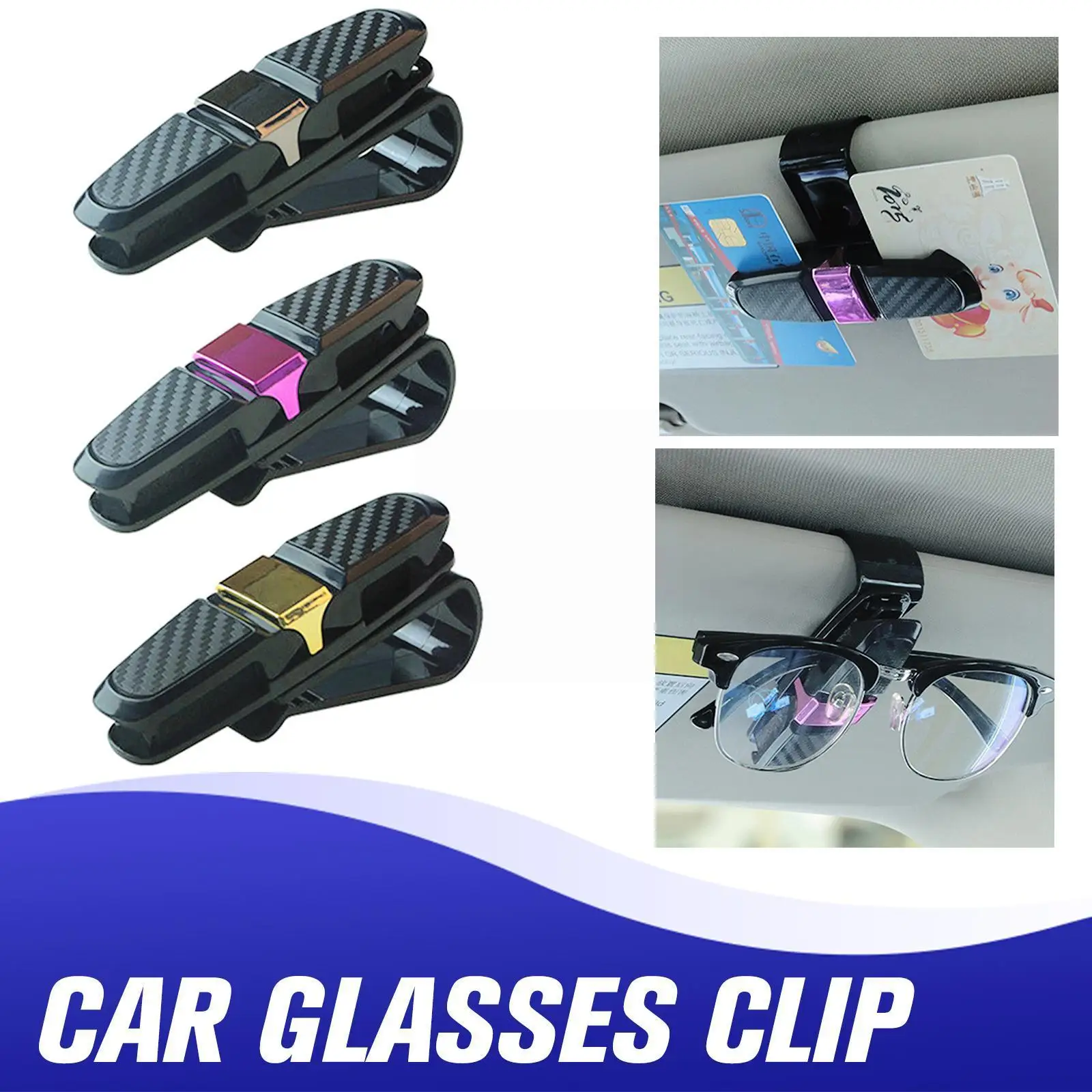 

Glasses Holder For Car Visor Glasses Clip Card Ticket Holder Eyeglasses Fastener Carbon Fiber Glasses Clip 1 Pcs J2d3