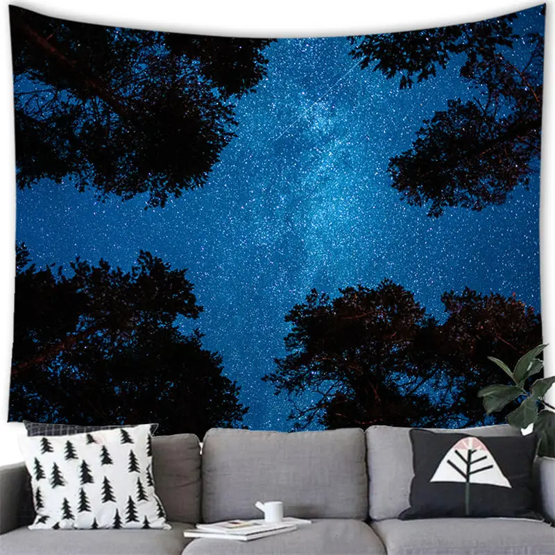 Настенный гобелен с изображением ночного звездного неба декор принтом Галактики