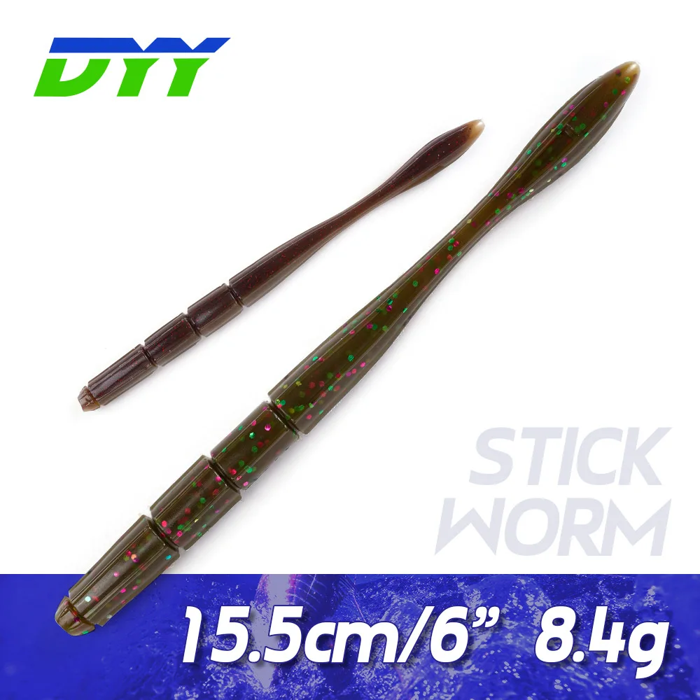Фото DYY Stick Мягкая приманка в виде червя 15,5 см, 6 дюймов, 8,4 г, пузырьковая блесна, силиконовая искусственная Мягкая приманка, свимбейт для окуня, щу... №1