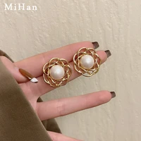 mihan 925 silver needle women jewelry simulated pearl earring popular design elegant temperament drop earring for girl lady gift