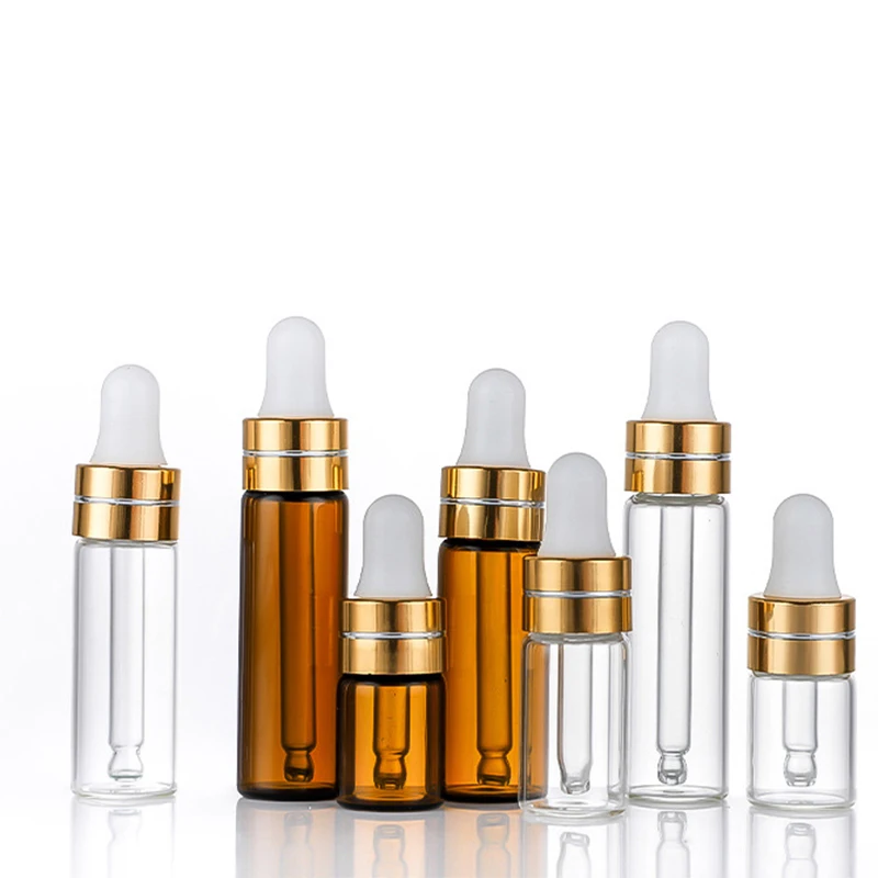 

50pcs/lot 1ml 2ml 3ml 5ml Perfume Essential Oil Bottles Frosted Glass Dropper Bottle Jars Vials With Pipette For Cosmetic