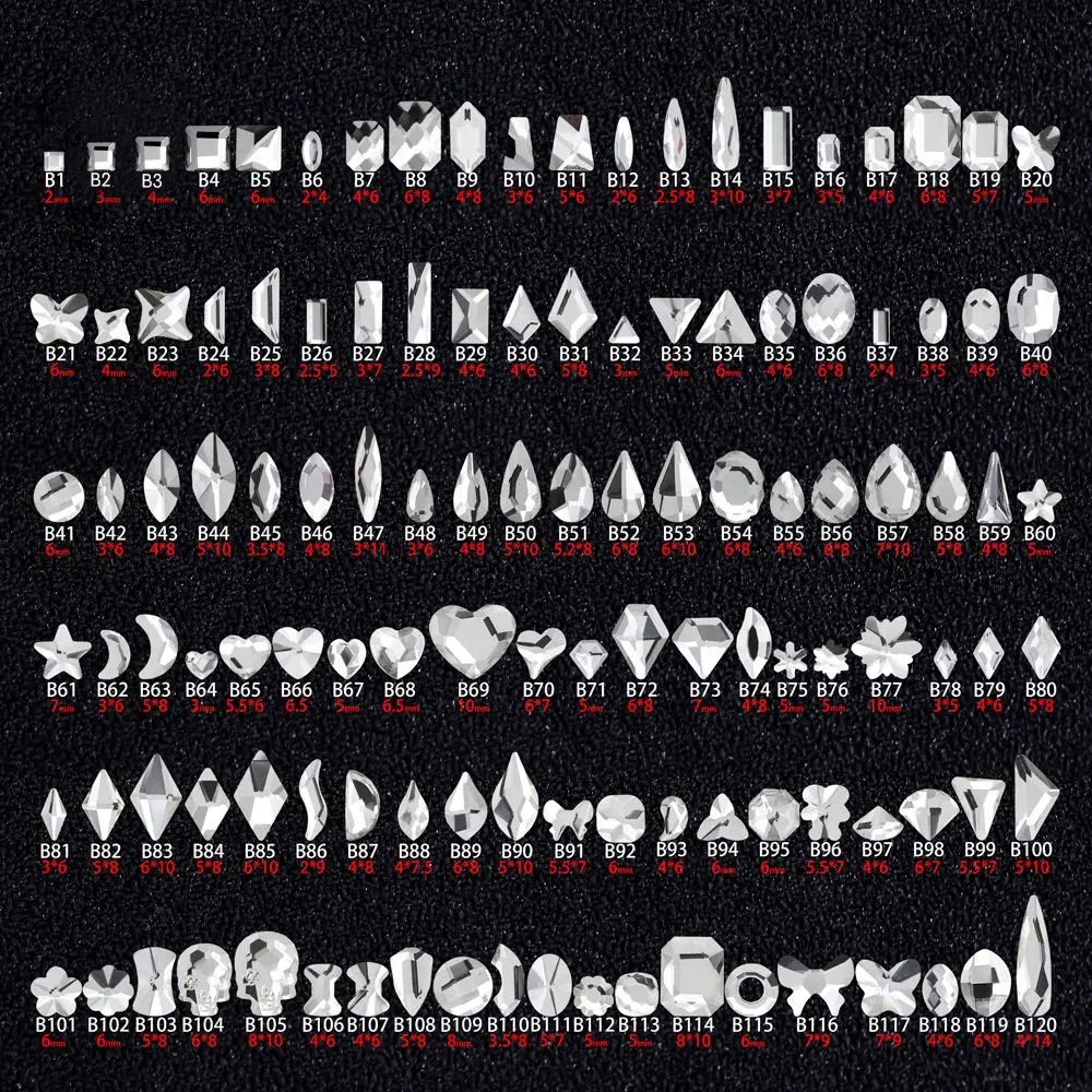 

200pcs/lot White Flat Shaped Rhinestones Strass Gems Decorations Nail Art Professionals Supplies Nails Jewelry Manicure Charms