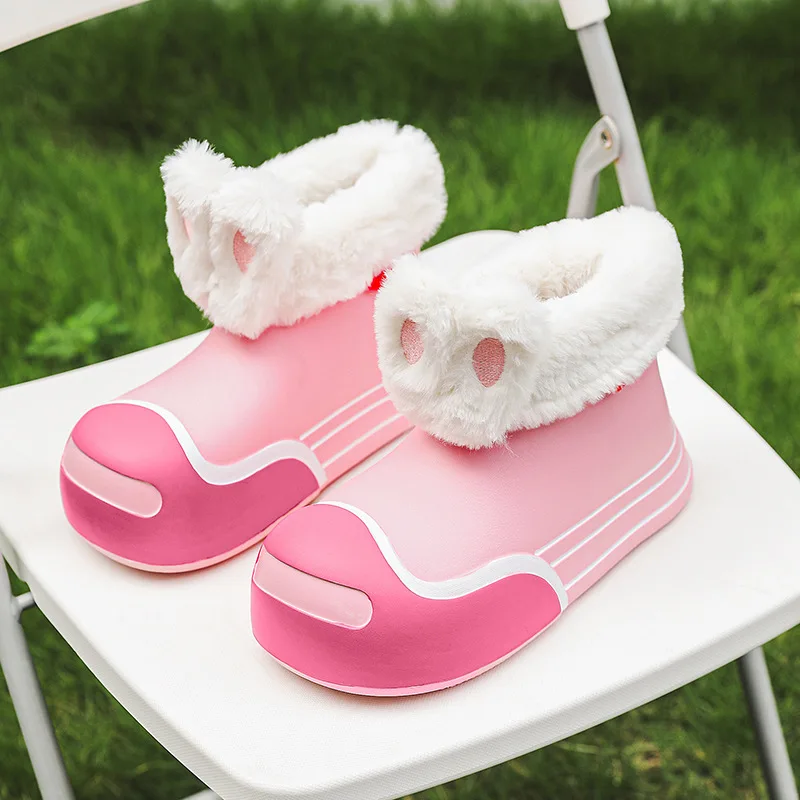 Розовые непромокаемые сапоги с героями мультфильмов женские удобные теплые