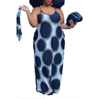 blue plus size womens polka dot print halter dress
