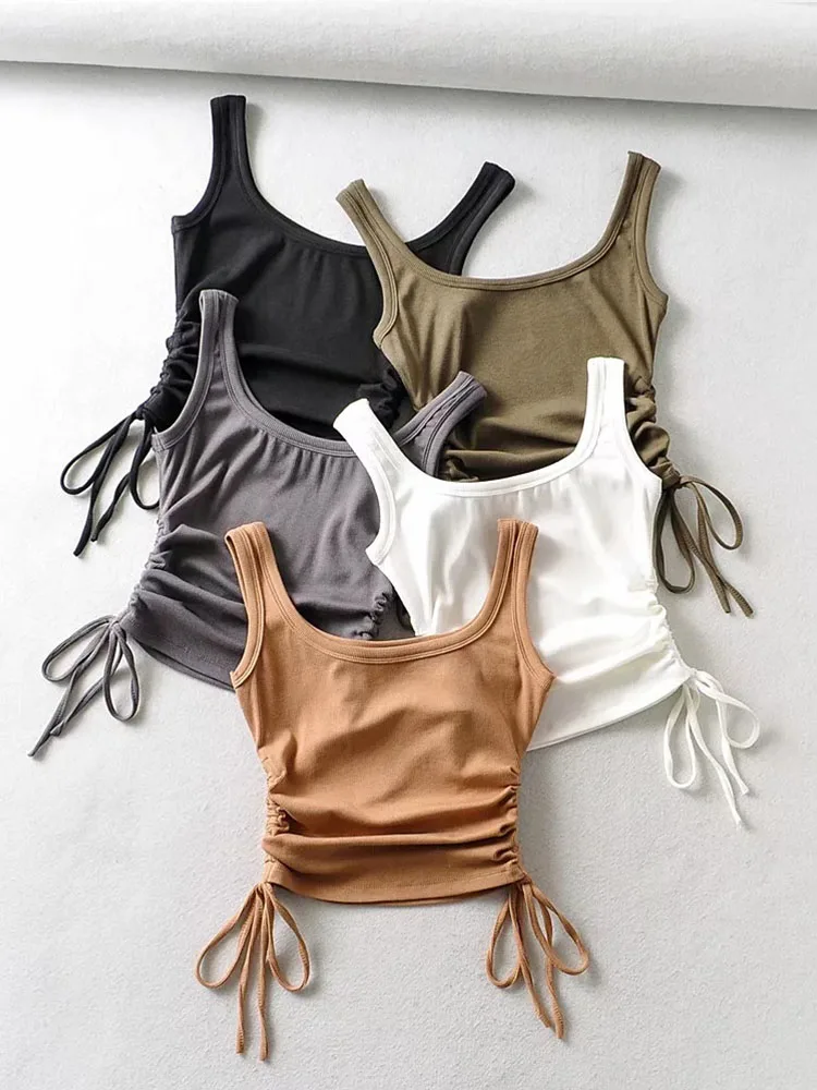 Новое поступление повседневный однотонный двусторонний жилет на шнурке для