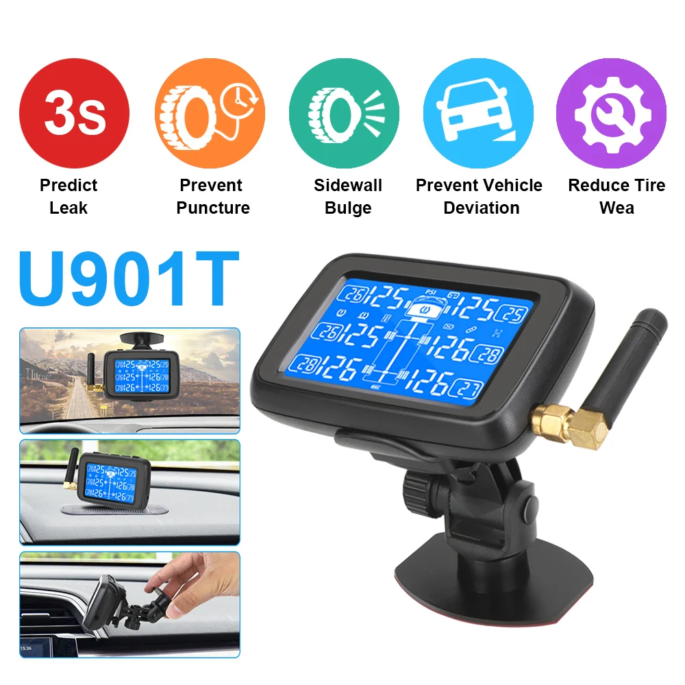 

Auto Truck BUS TPMS Digital LCD Display with 6 External Sensors Replaceable Battery Car Wireless Tire Pressure Monitoring System