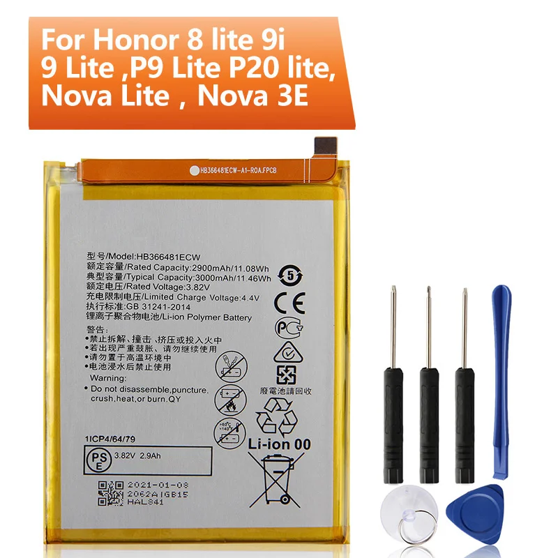 

Сменный аккумулятор HB366481ECW для Huawei honor 8 9 P9 P10 P8 P20 Nova Lite honor 5C 7C 7A G9 9i V9 Play, аккумуляторная батарея