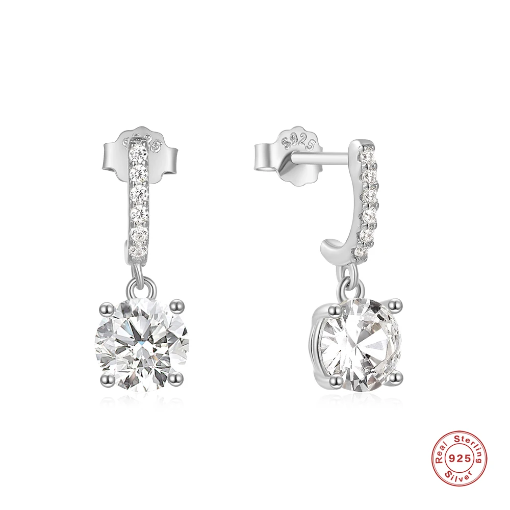 

Женские блестящие круглые серьги-гвоздики из серебра 925 пробы с фианитами