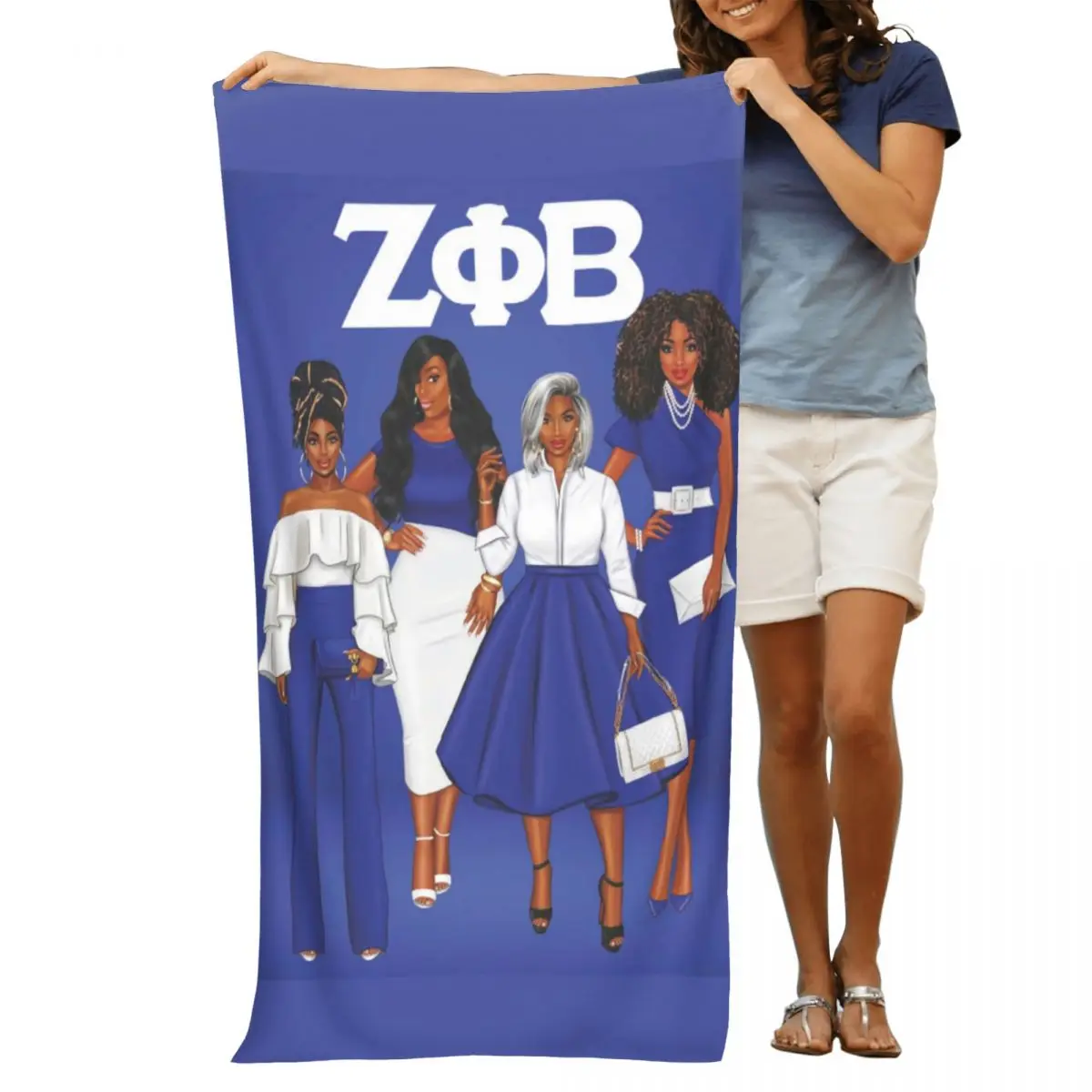 Пользовательское пляжное полотенце Zeta Phi Beta Sorority быстросохнущее супермягкое
