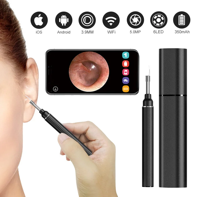 

5.0MP Wireless Otoscope Earwax Removal Tool 1080P HD WiFi Ear Endoscope with 6-Axis Gyroscope For Android iOS Smartphone Tablet