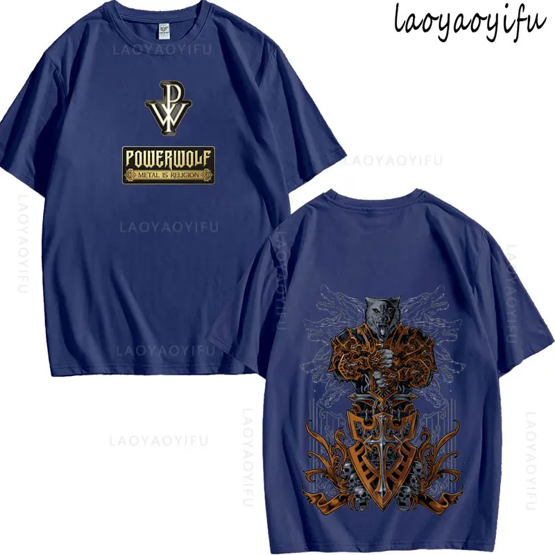 Crest Wolves Black от Powerwolf модная футболка из 100% хлопка мужская двусторонняя молодежная