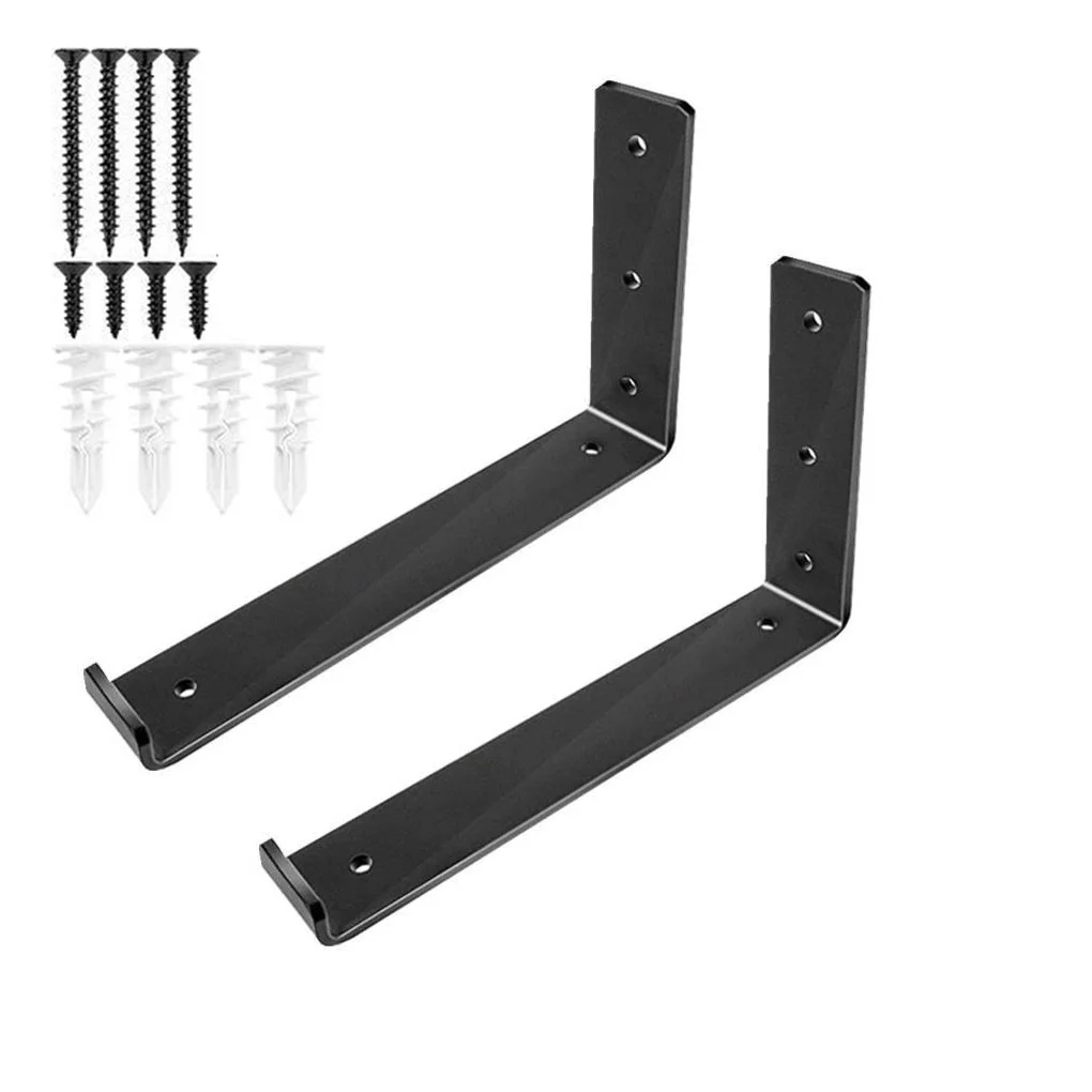 

2 Pieces Iron Storage Shelf Rack L-shaped Wall-mounted Matte Heavy Duty Kitchen Toilet Shelves Holder 20x4x15cm