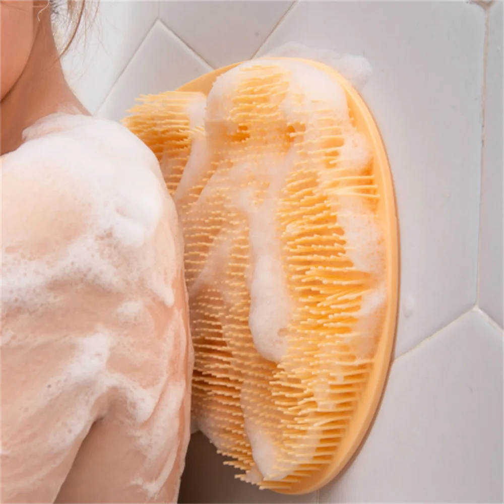 Silicone Rub Back Brush Bathroom Non-slip Wash Foot Pad Massage Shower Mat with Sucker Bath Massage Foot Exfoliating Brush Pad