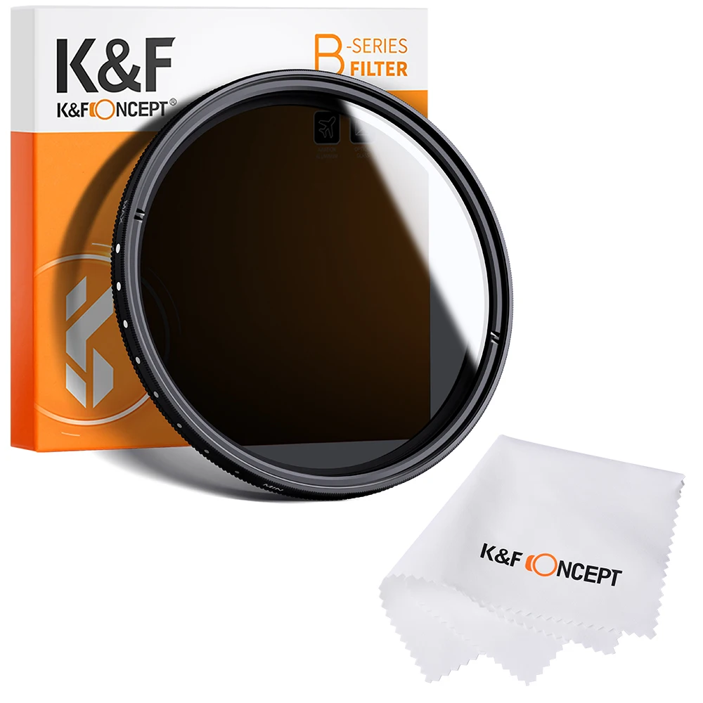 

K&F Concept 58mm ND2-ND400 Variable ND Filter Neutral Density Adjustable Filter for Canon Nikon DSLR Cameras with Cleaning Cloth