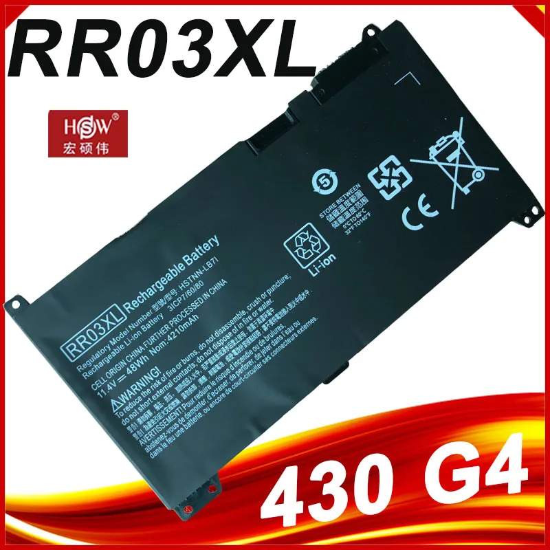 Новый аккумулятор для ноутбука RR03XL HP ProBook 430 435 440 450 455 470 G4 G5 HSTNN-PB6W HSTNN-UB7C HSTNN-LB71 851477