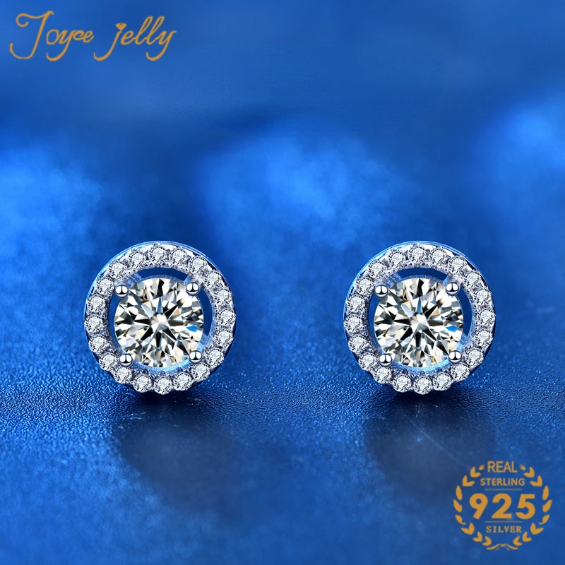 

Серьги-гвоздики JoyceJelly из серебра 925 пробы, с муассанитом круглой формы