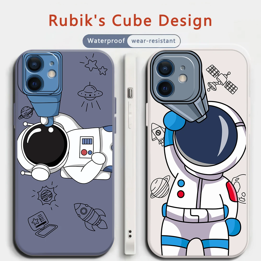 

Astronaut Cartoon Cute Cases For iPhone 12 13 Pro Max Mini 11 Pro Max X XR XS MAX SE 2020 8 7 6 6S Plus 5 Silicone Phone Cover