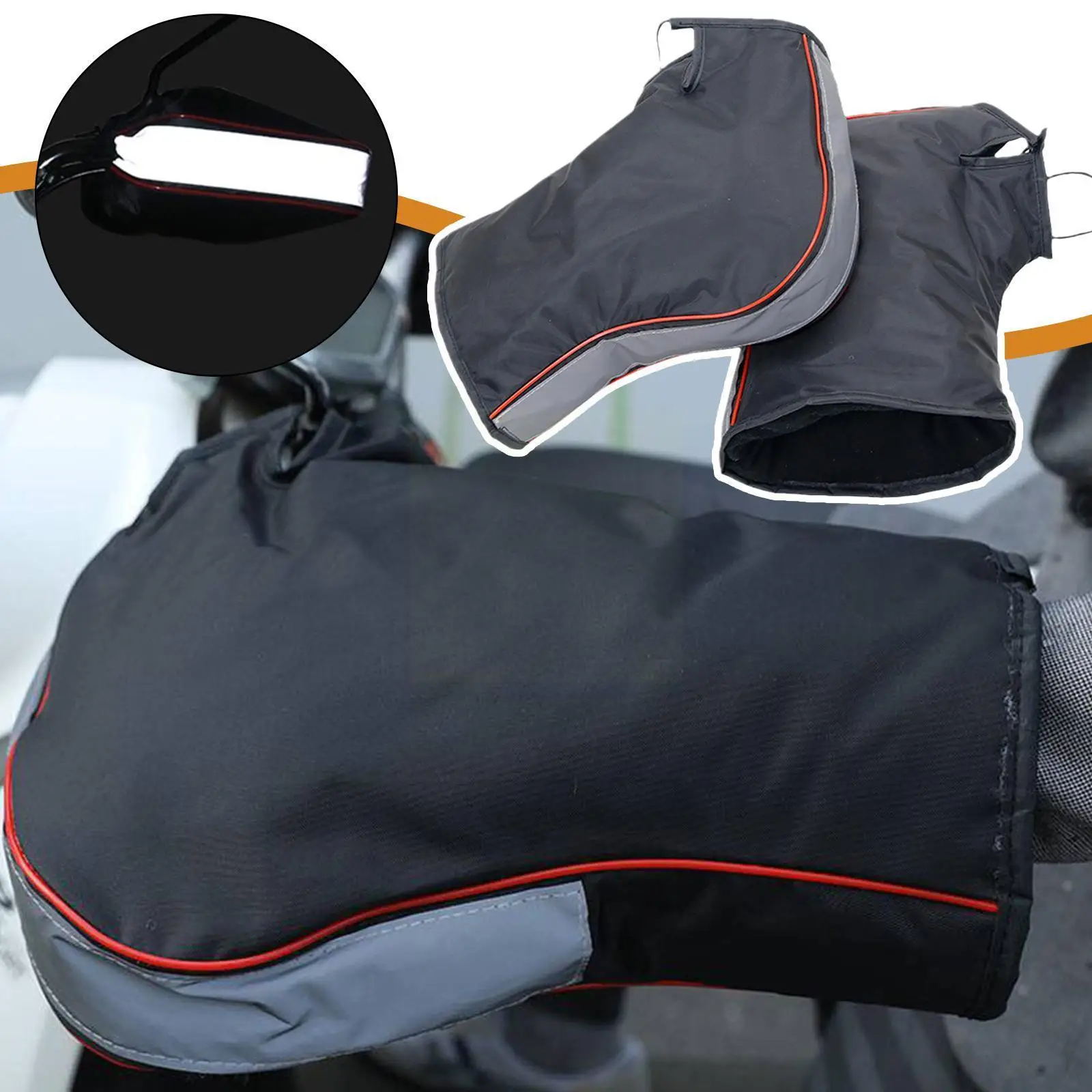 

Мотоциклетные зимние водонепроницаемые флисовые теплые чехлы на руль утолщенные бархатные подкладочные ручки перчатки для скутера квадро...