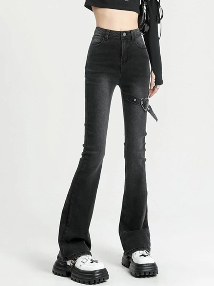 

Vintage Blue Flared Trousers Women 2022 High Waist Straight Skinny Fashion Simple Denim Pants Lady Casual Self Cultivation Jeans