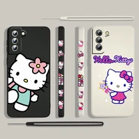 hellokitty anime cartoon for samsung galaxy s22 s21 s20 s10 note 20 10 ultra plus pro fe lite liquid left rope phone case cover
